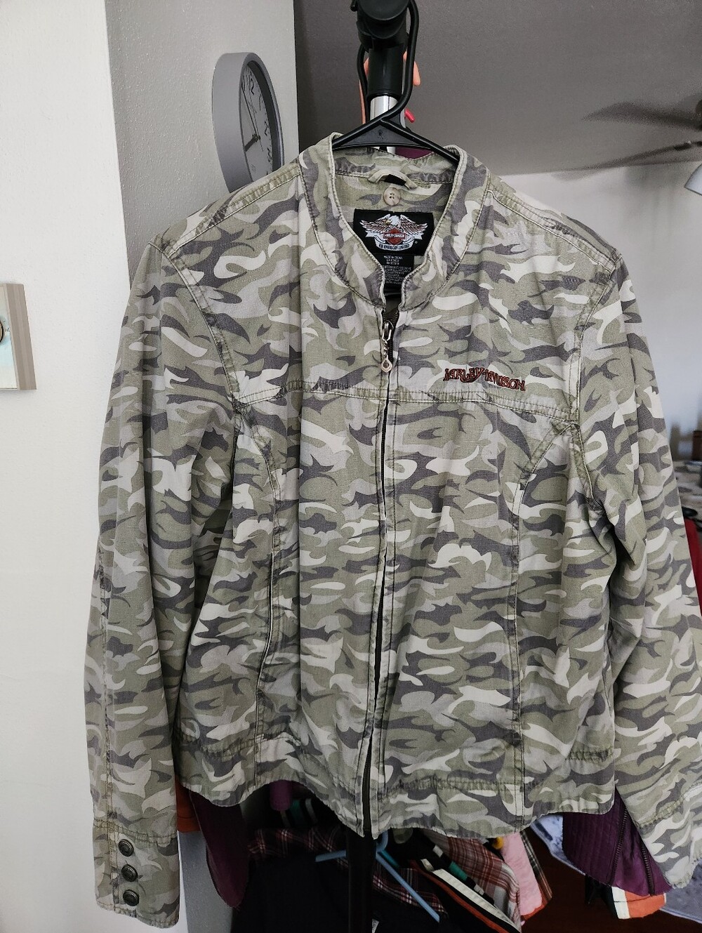 Harley-Davidson Womens Olive and Gray Camo Zip Jacket